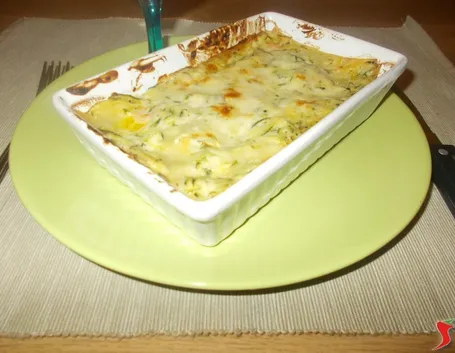 Le lasagne con zucchine e gamberetti