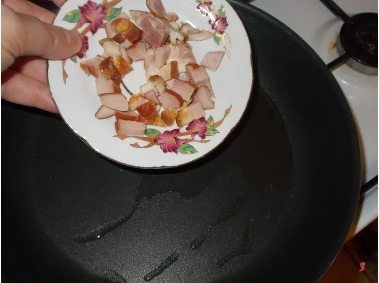 I piselli con la pancetta