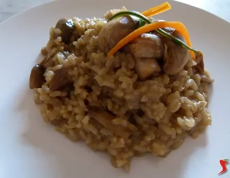Risotto con i funghi champignon