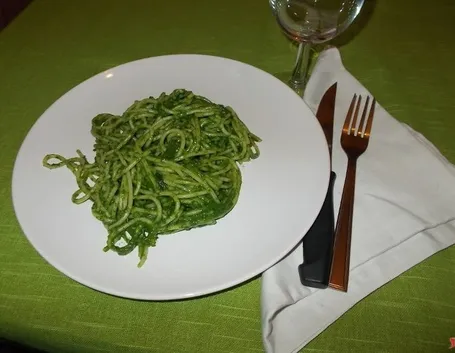 Gli spaghetti con gli spinaci