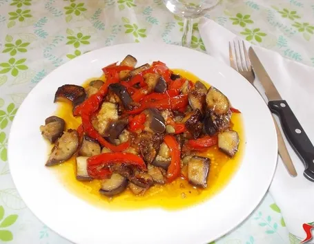 Le melanzane con i peperoni